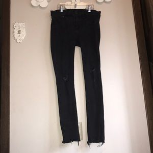 Black distressed jeggings